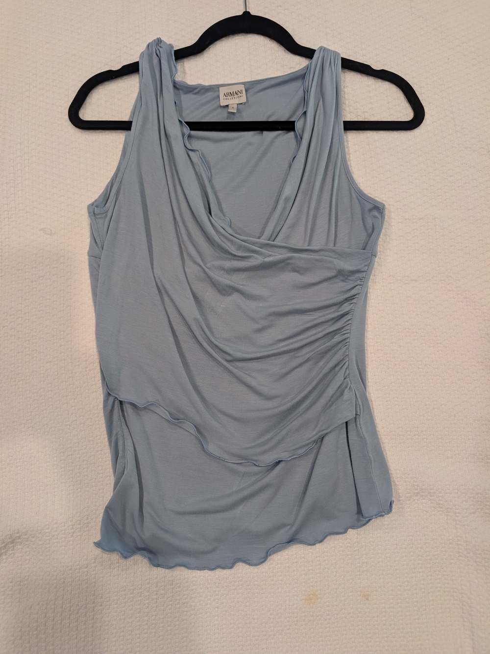 Armani Collezioni Pale Blue Draped Sleeveless Camisole